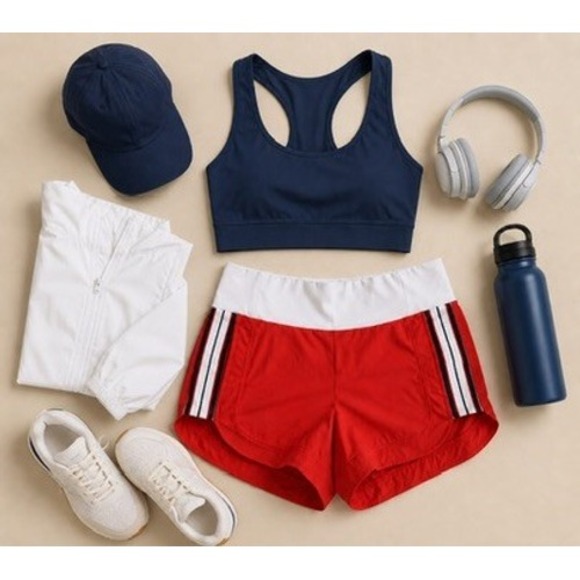 Athleta Pants - Athleta Women's Orange Athletic Shorts Stripe Side Size 8 Running Training